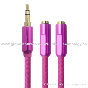 Splitter Earphone Cables with 3.5mm Jack, Various Colors Available